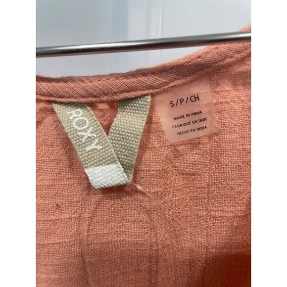 Roxy First And Only Lace Peplum Top Women Small V Neck Sleeveless Coral Feminine - Picture 4 of 7